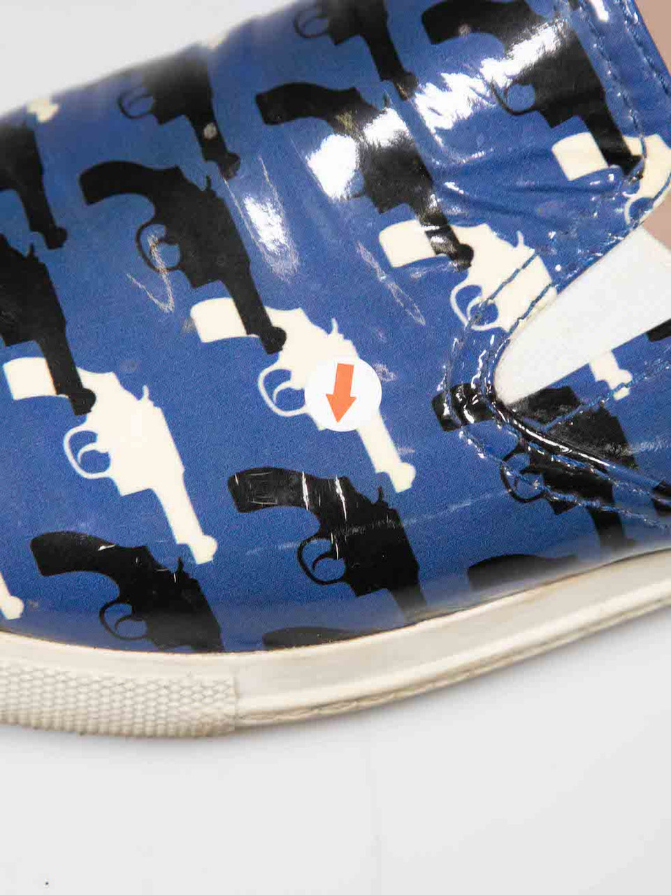 Miu Miu Blue Gun Print Slip On Flats