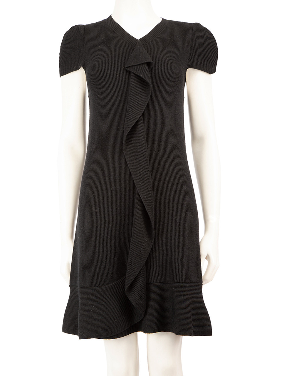 Valentino Garavani Red Valentino Black Knit Ruffled Dress