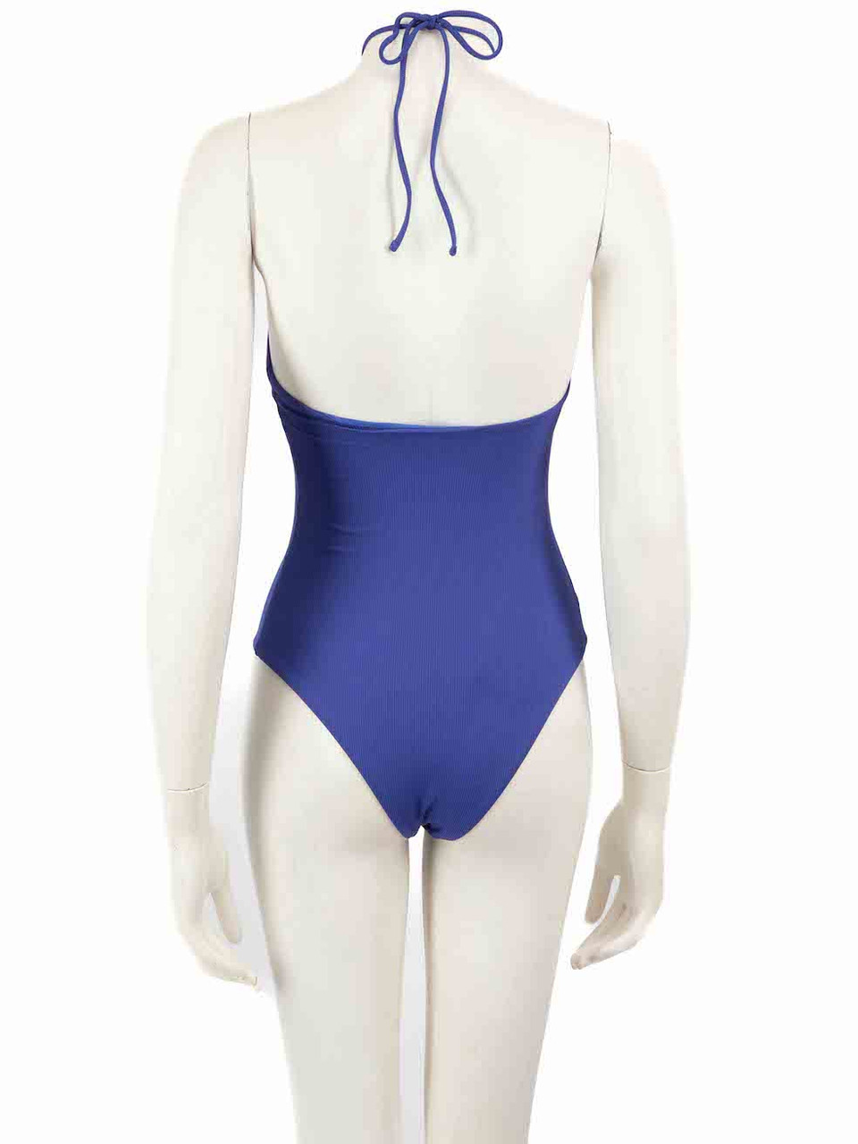 The Attico Blue Rib One Shoulder Swimsuit