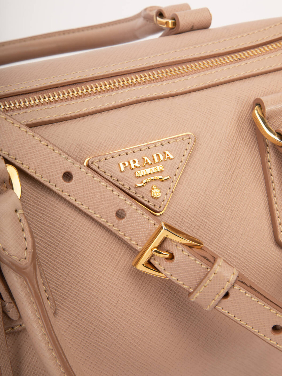 Prada Women's Small Saffiano Lux Bauletto Bag Pink Leather