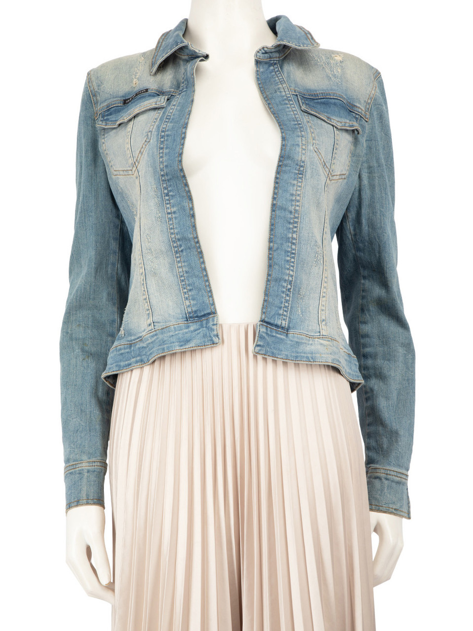 Philipp Plein Blue Denim Lips Embellished Jacket