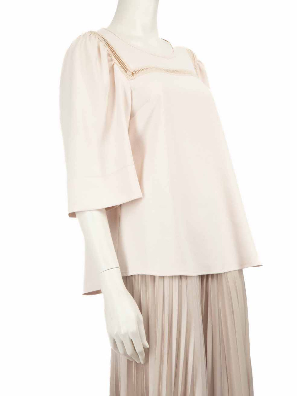 Chloé See by Chloe Pink Lace Embroidered Top Chloé See by Chloe Pink Lace Embroidered Top