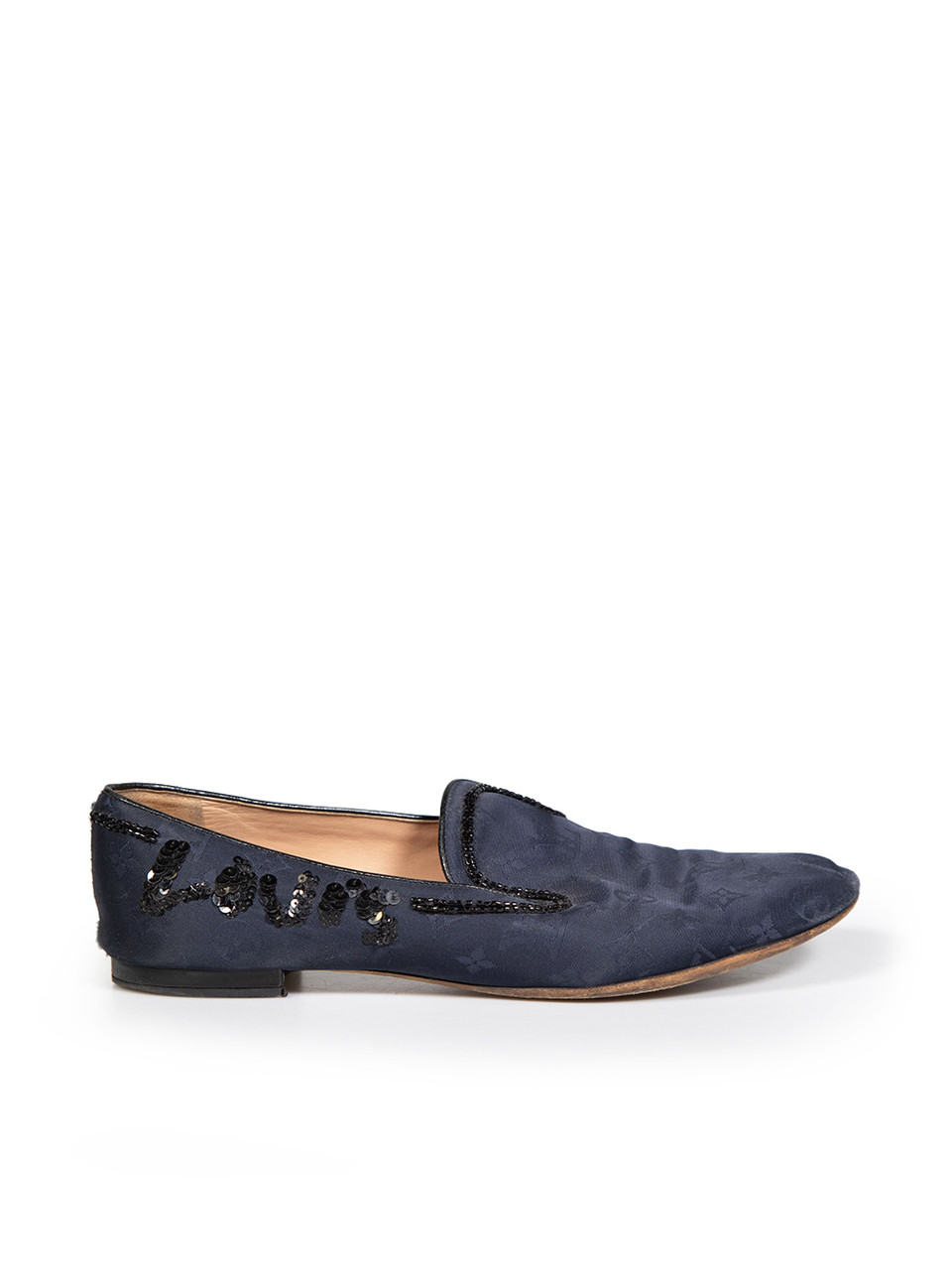 Louis Vuitton Navy Beaded Monogram Loafers Louis Vuitton Navy Beaded Monogram Loafers