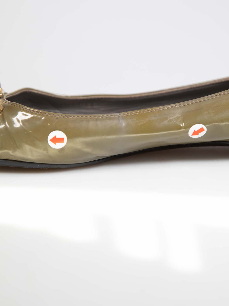 Louis Vuitton Khaki Patent Bow Ballet Flats