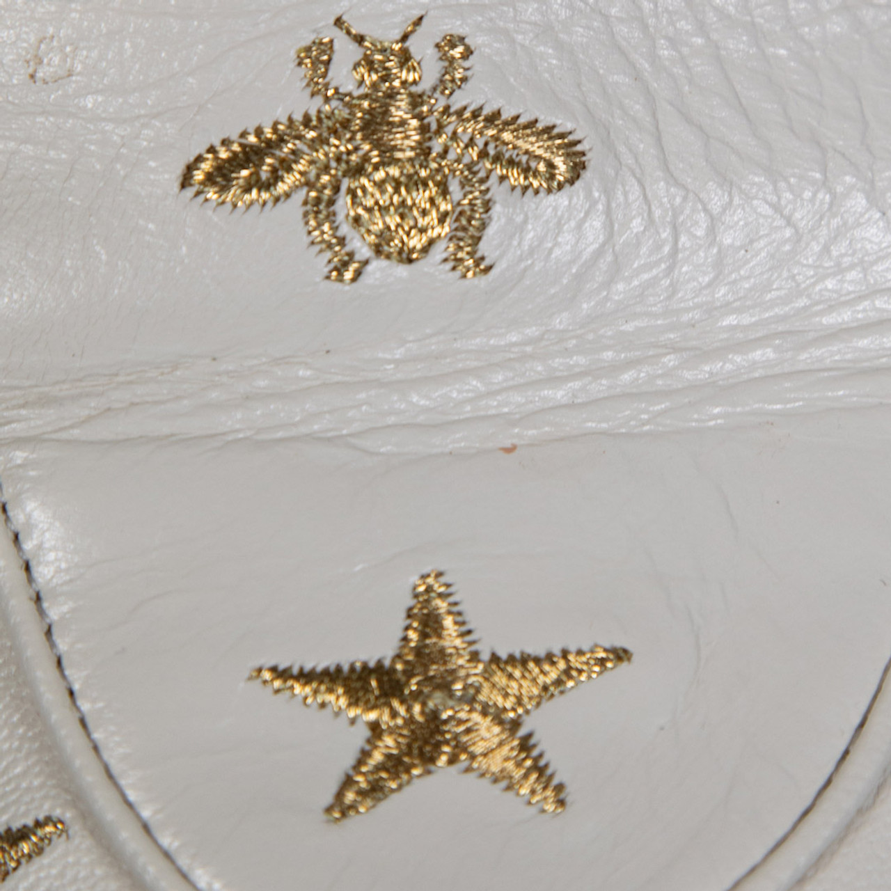 Gucci Ecru Leather Bee & Star Princetown Mules