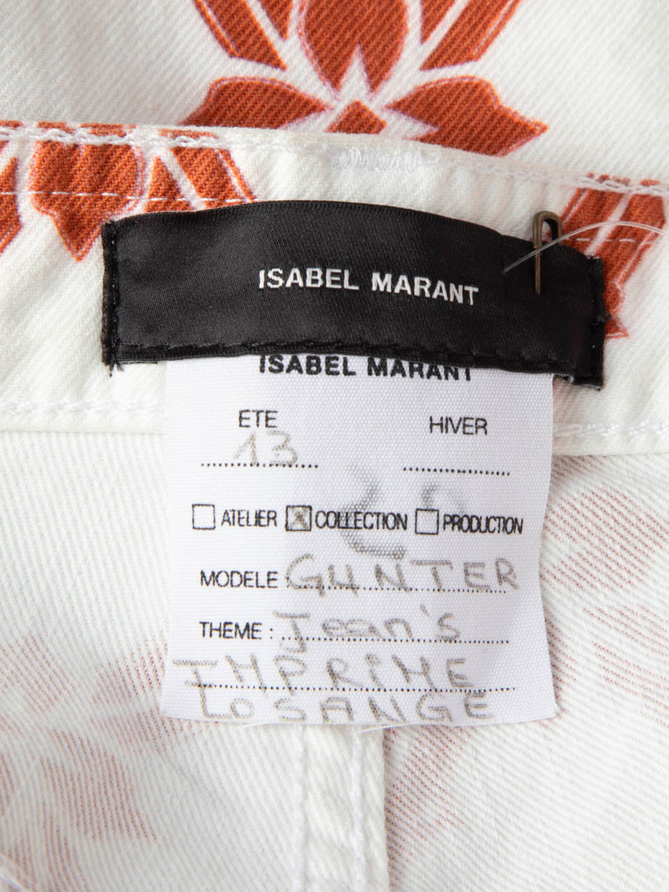 Isabel Marant White & Brown Abstract Pattern Jeans