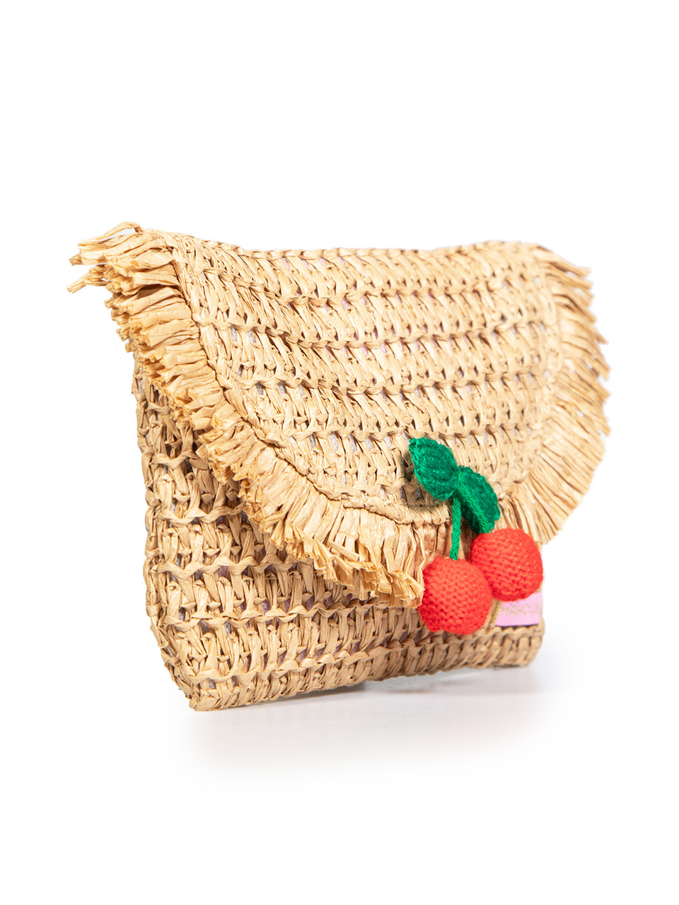 Manoush Beige Cherry Raffia Clutch