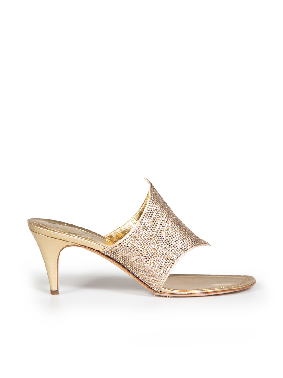 Rene Caovilla Metallic Gold Embellished Mules Rene Caovilla Metallic Gold Embellished Mules