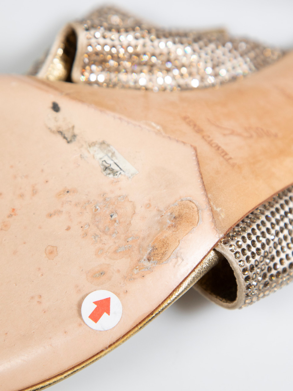 Rene Caovilla Metallic Gold Embellished Mules