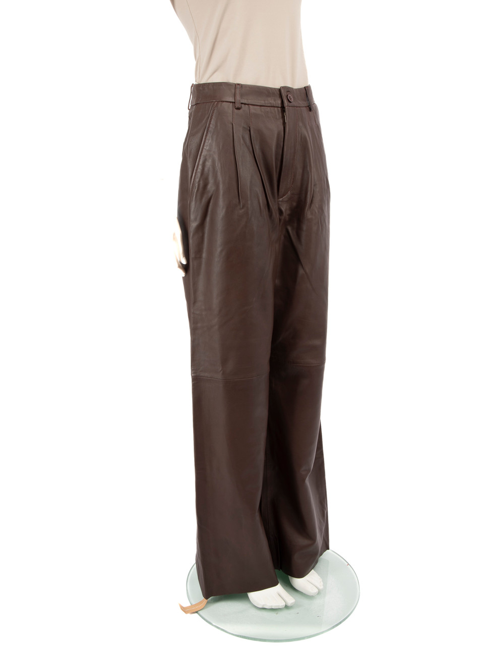 Reformation Veda x Reformation Brown Leather Straight Leg Trousers