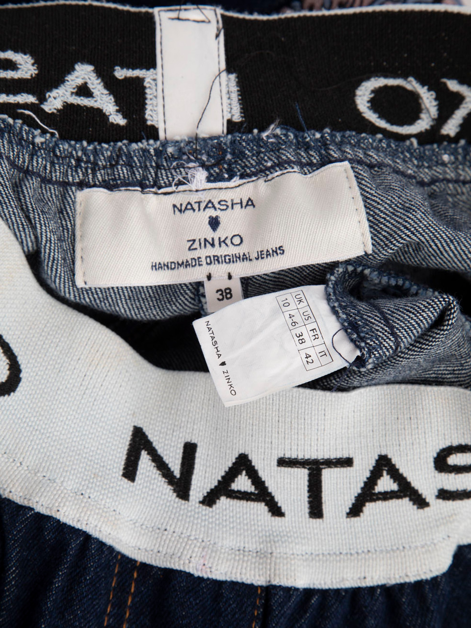 Natasha Zinko Blue Denim Wide Floral Panel Jeans
