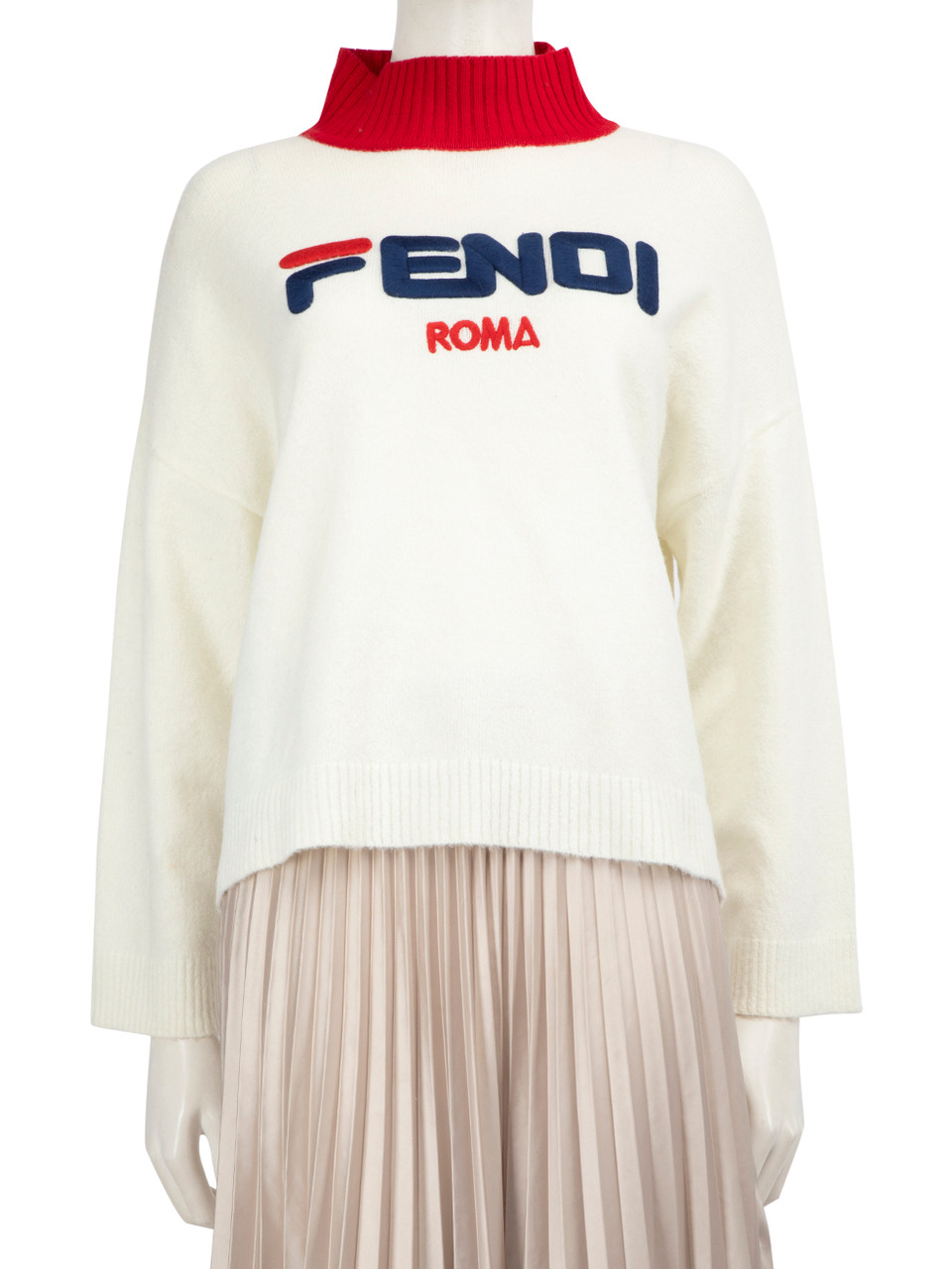Fendi White Wool Turtleneck Jumper