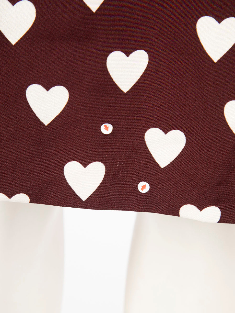 Burberry Burgundy Silk Heart Print Midi Dress