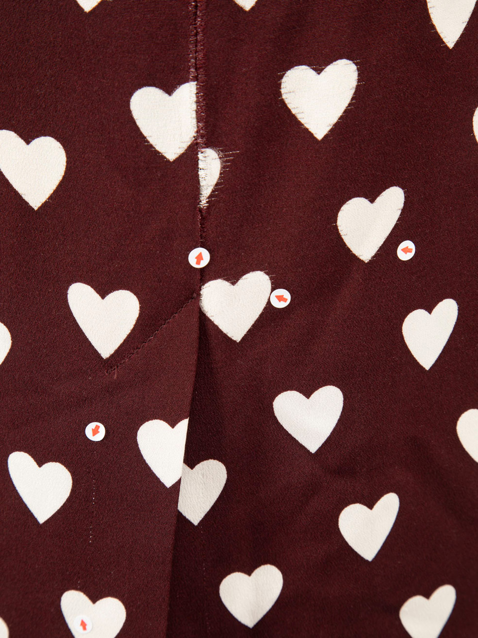 Burberry Burgundy Silk Heart Print Midi Dress