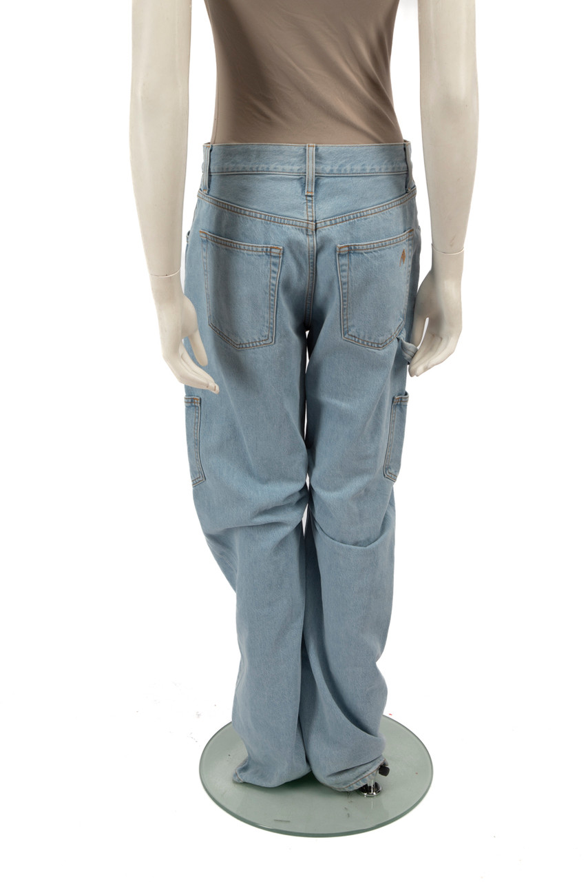 The Attico Blue Denim Straight High Rise Jeans