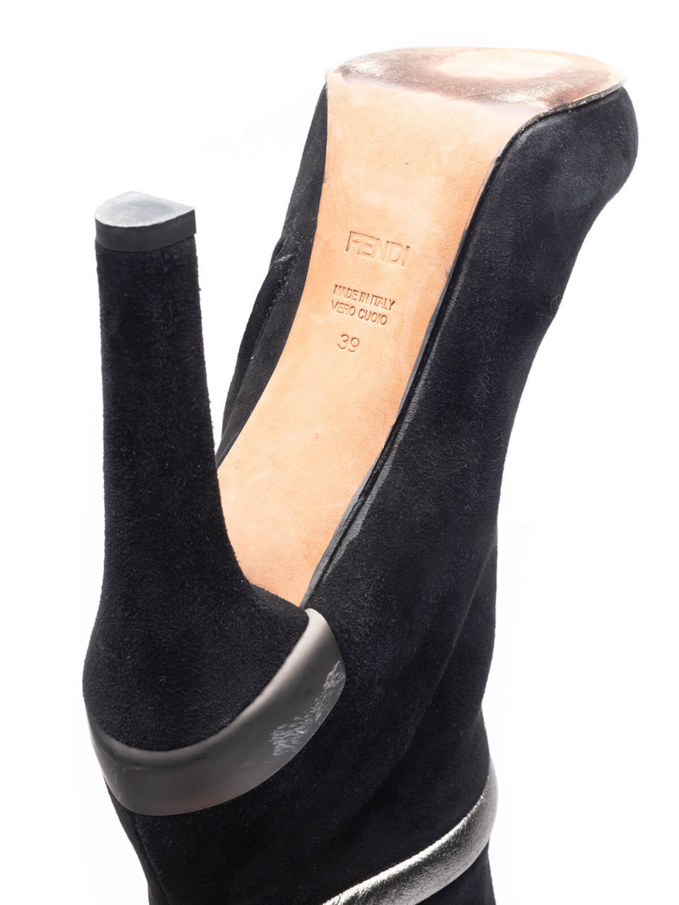 Fendi Black Suede Platform Knee Length Boots