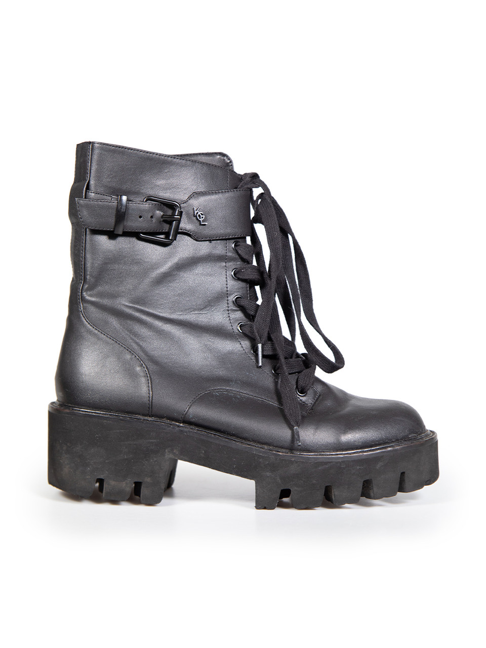 Kurt Geiger Black Vegan Leather Combat Boots