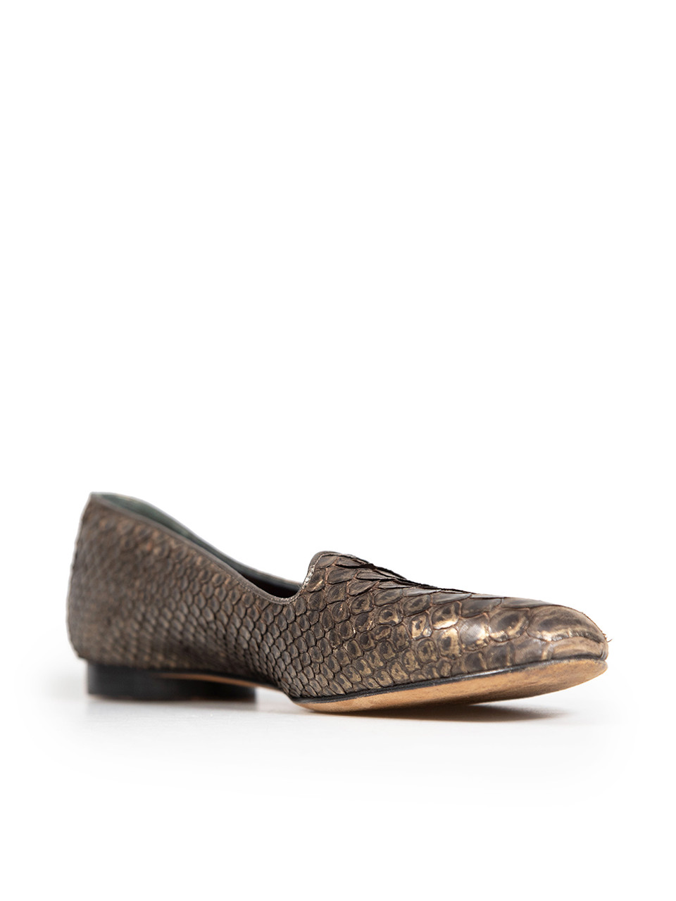 Gina Brown Python Leather Loafers