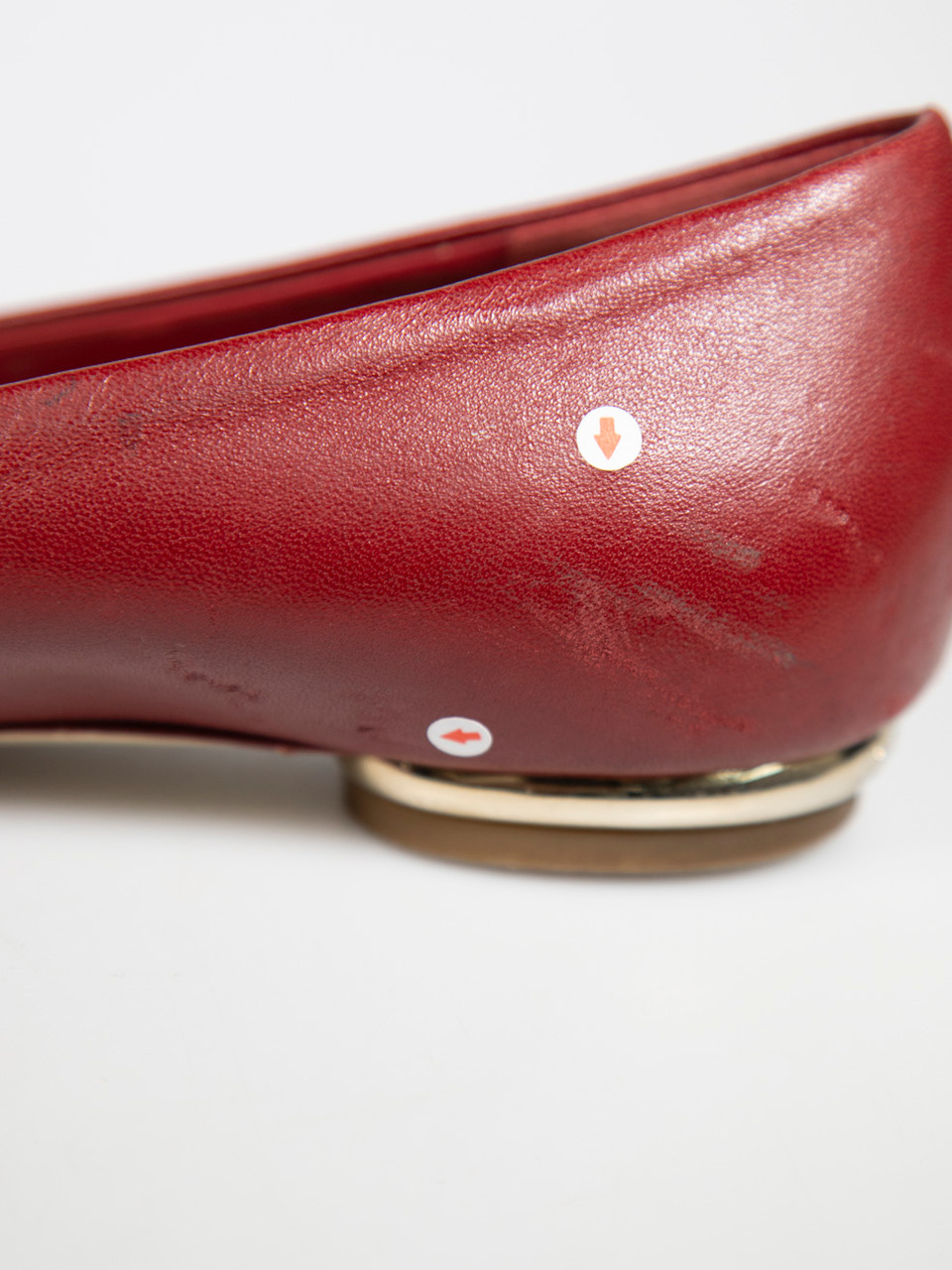 Chanel Red Leather Cap Toe Ballet Flats