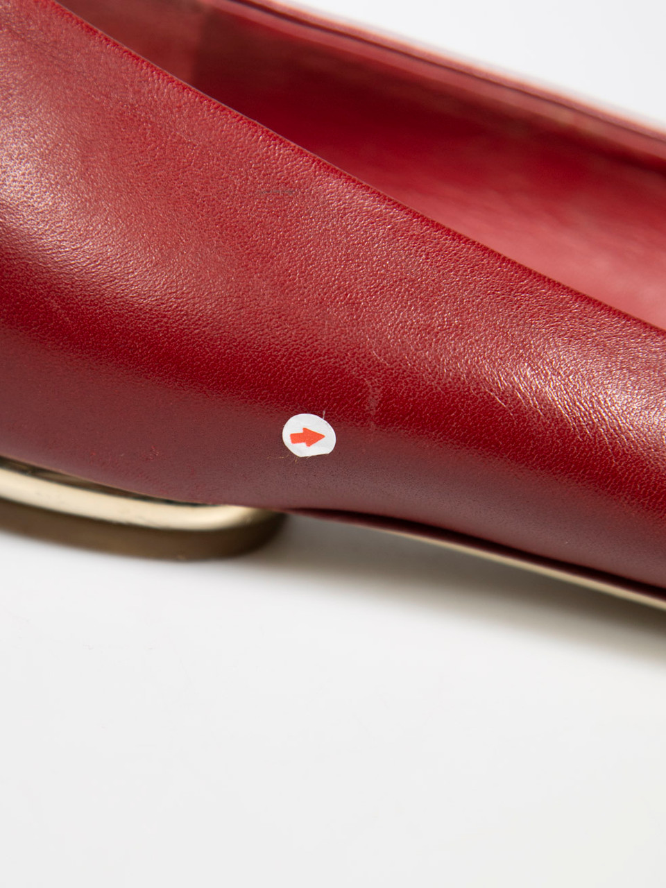 Chanel Red Leather Cap Toe Ballet Flats