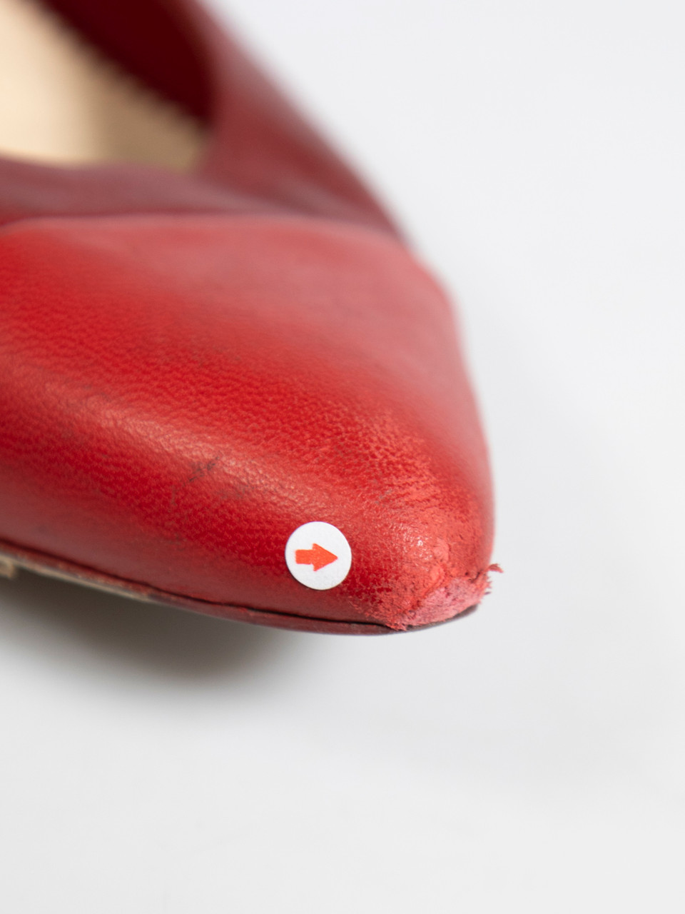 Chanel Red Leather Cap Toe Ballet Flats