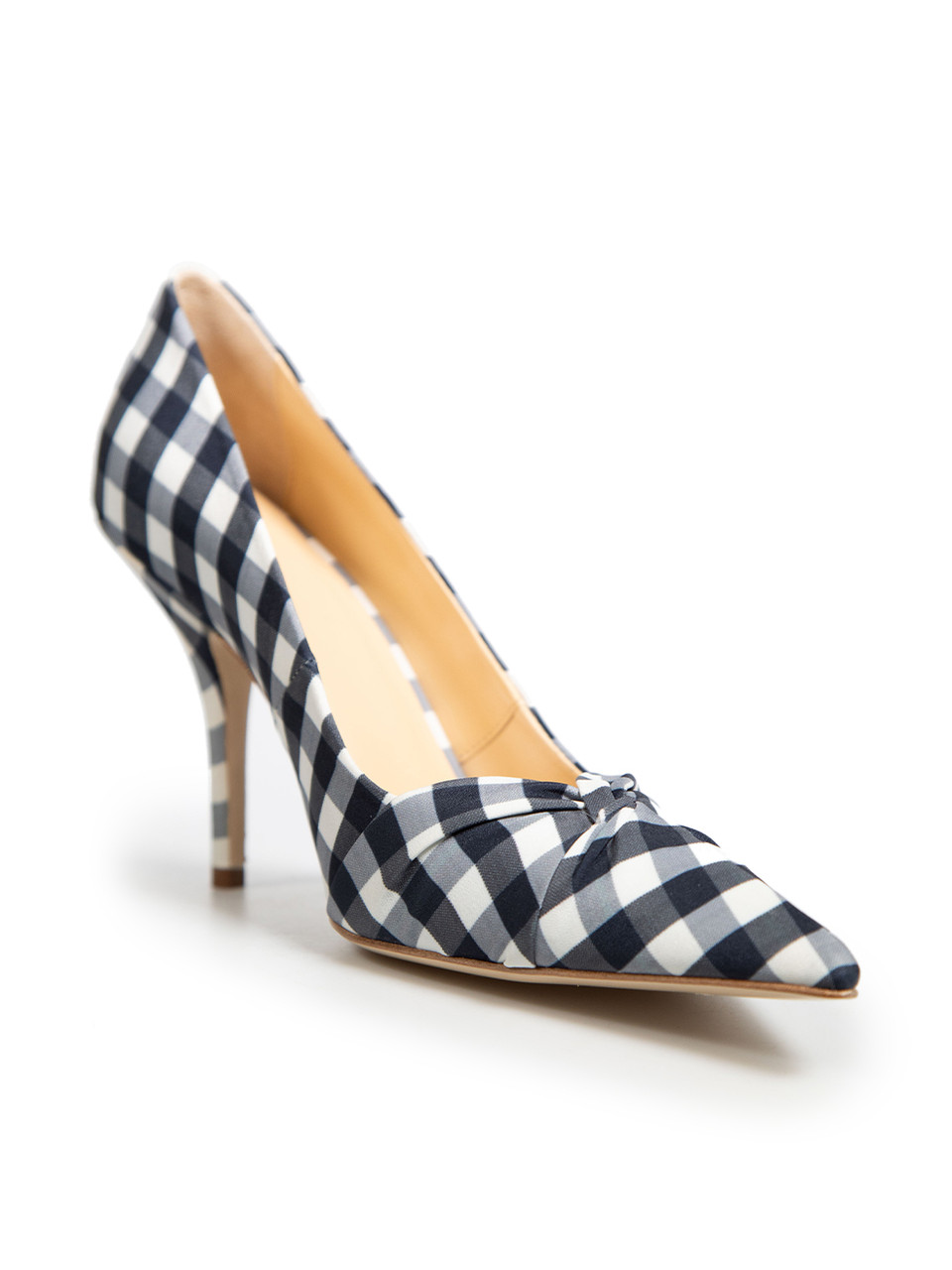 Maje Navy Gingham Knot Detail Pumps
