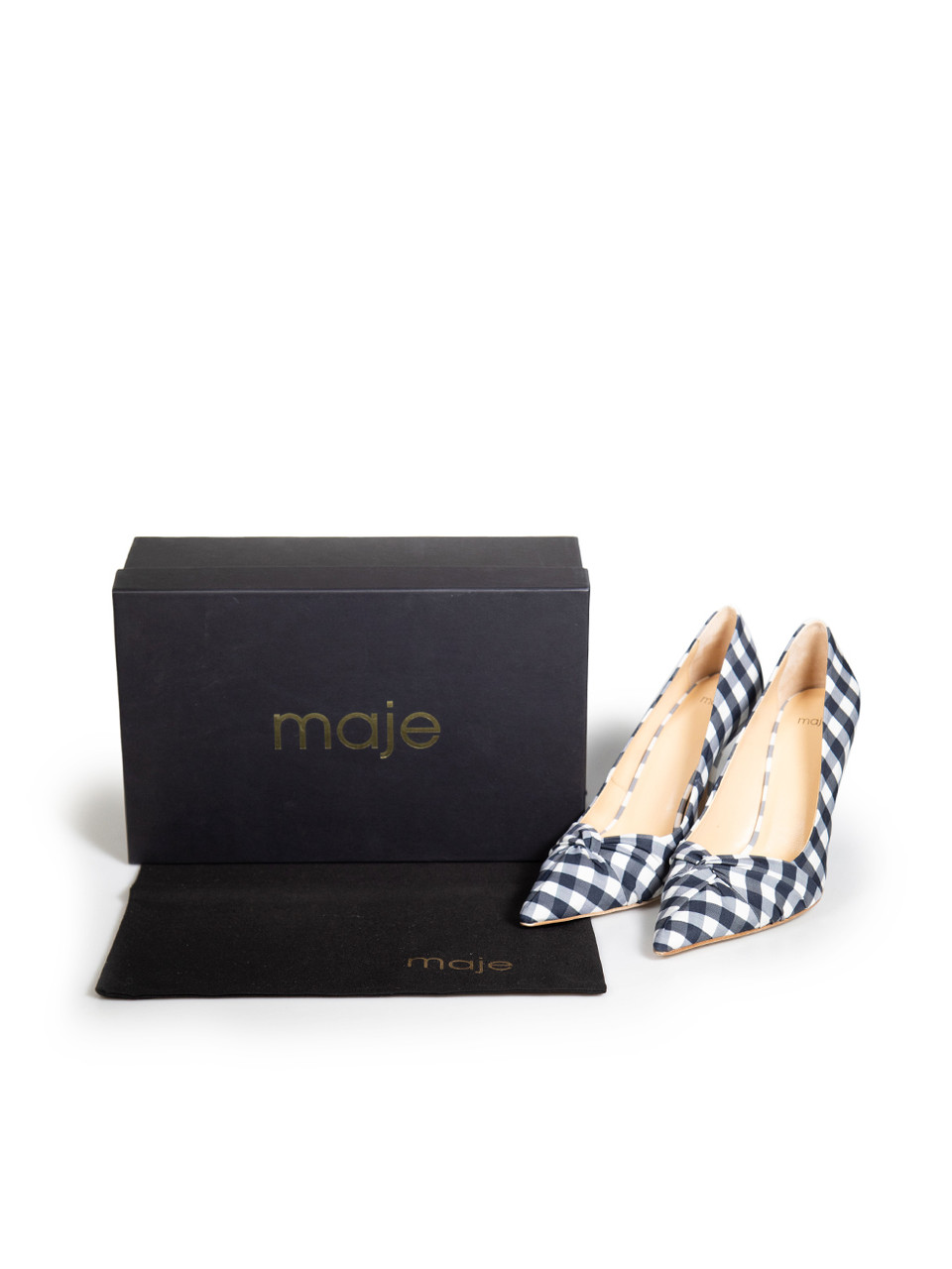 Maje Navy Gingham Knot Detail Pumps