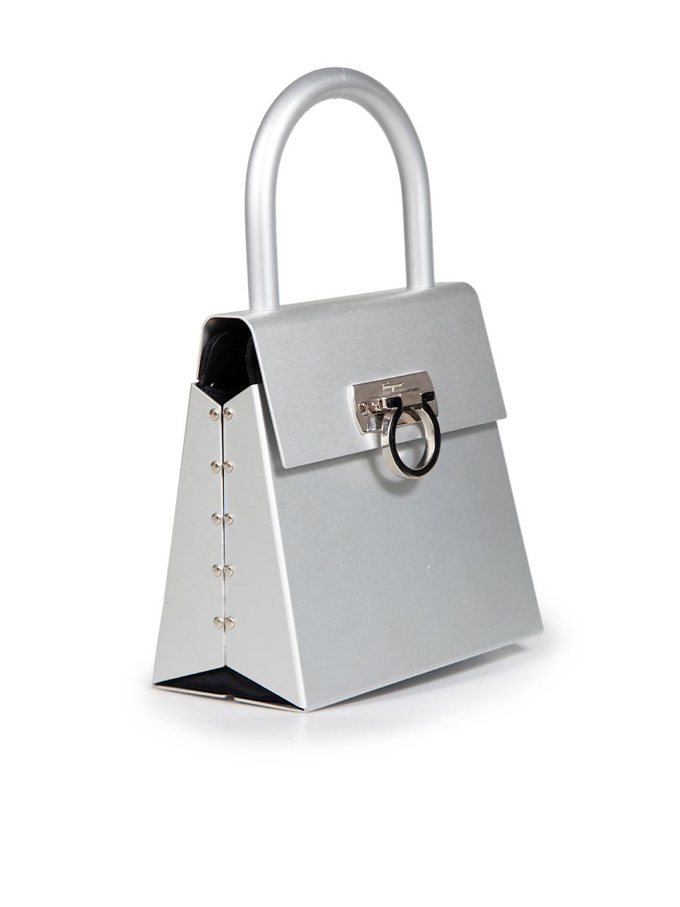 Salvatore Ferragamo Silver Metal Gancini Bag