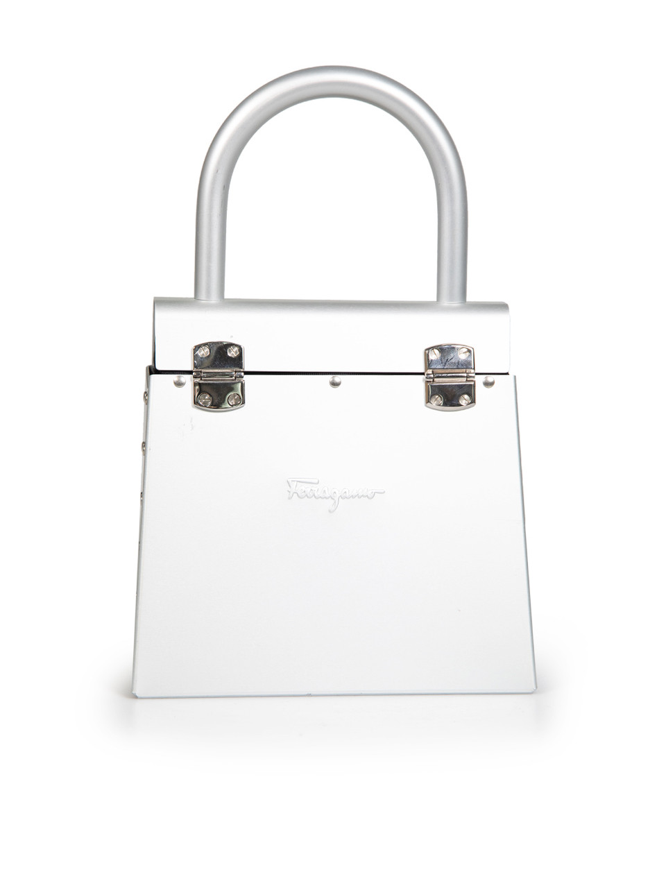 Salvatore Ferragamo Silver Metal Gancini Bag