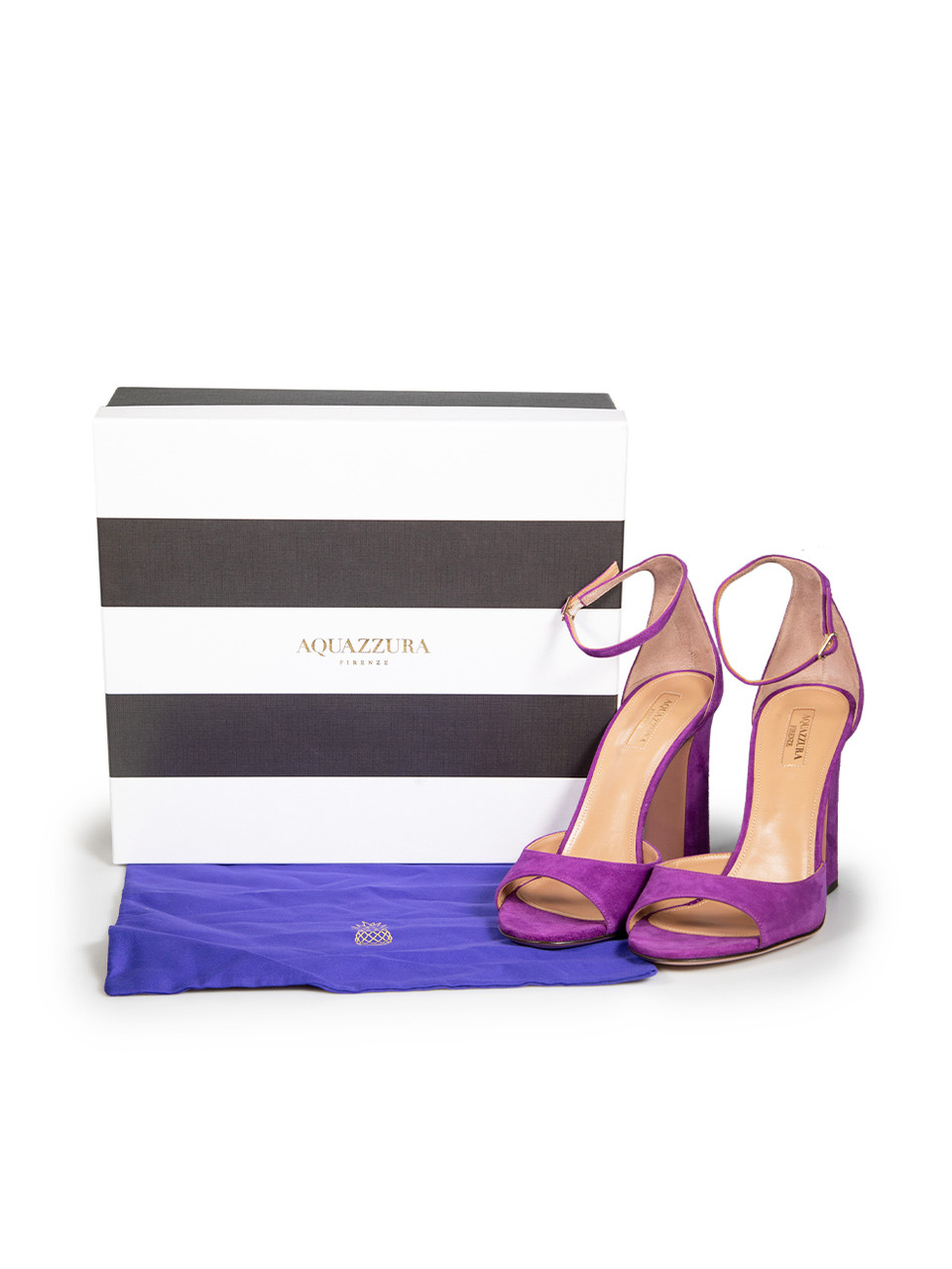 Aquazzura Purple Suede Strappy High Block Sandals