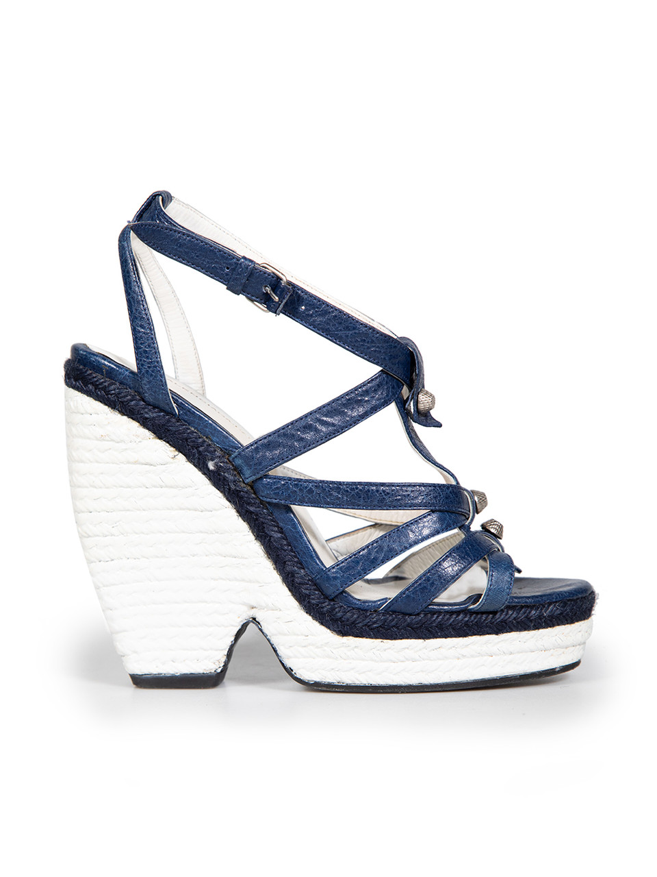Balenciaga Blue Leather Wedge Sandals Balenciaga Blue Leather Wedge Sandals