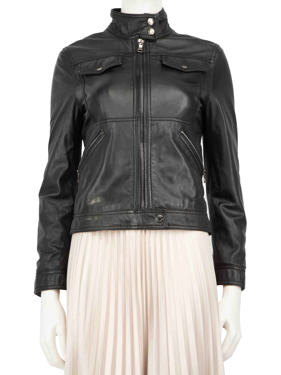 Dolce & Gabbana D&G Black Lambskin Biker Jacket