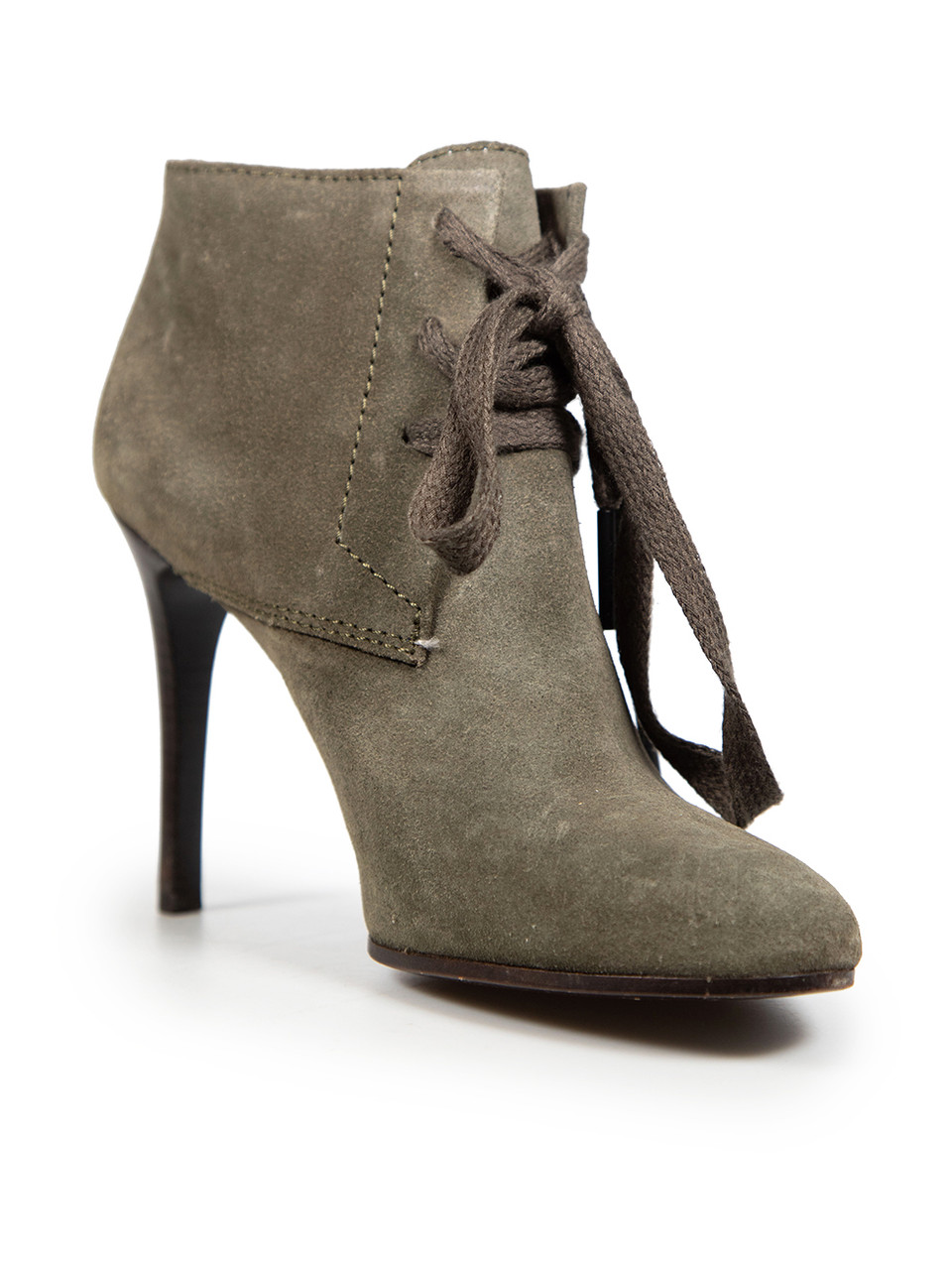 Burberry Green Suede High Heel Ankle Boots Burberry Green Suede High Heel Ankle Boots