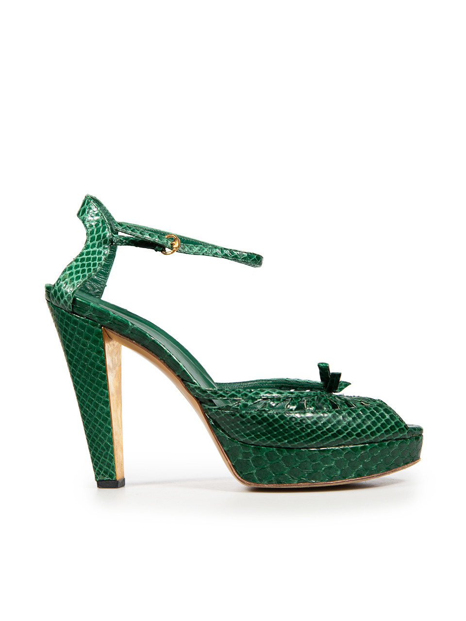 Used Gucci Green Python Platform Sandals | CSD
