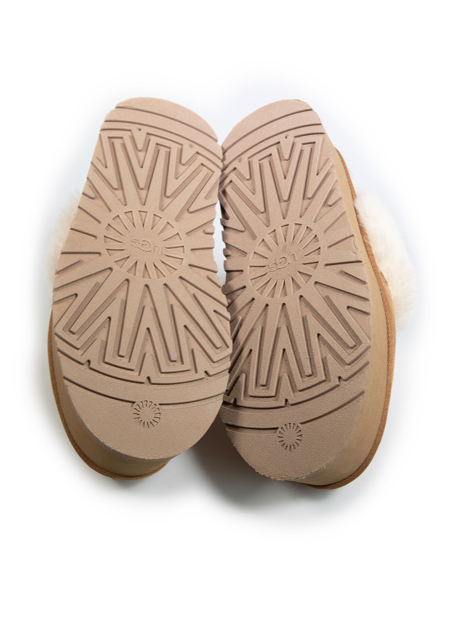UGG Beige Suede Platform Slingback Slippers