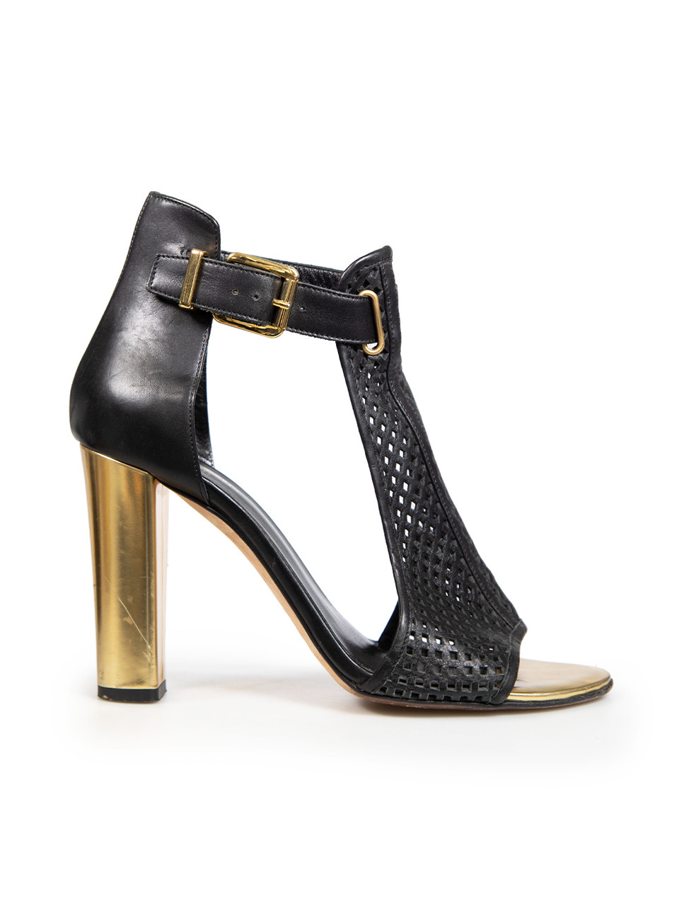 Balmain Black Leather Perforated Sandals Balmain Black Leather Perforated Sandals