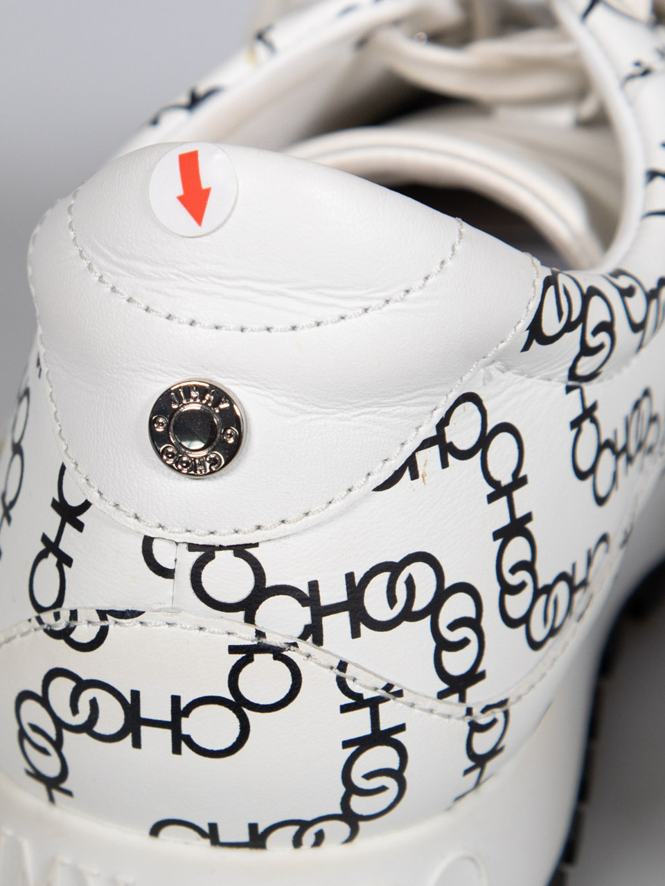 Jimmy Choo White Leather Logo Printed Trainers