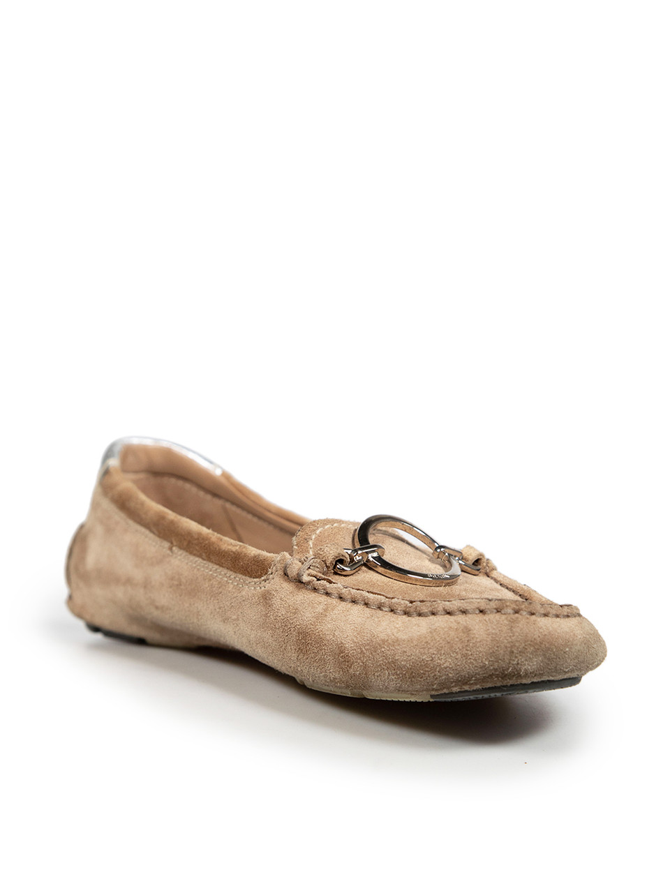 Prada Beige Suede Square Toe Loafers