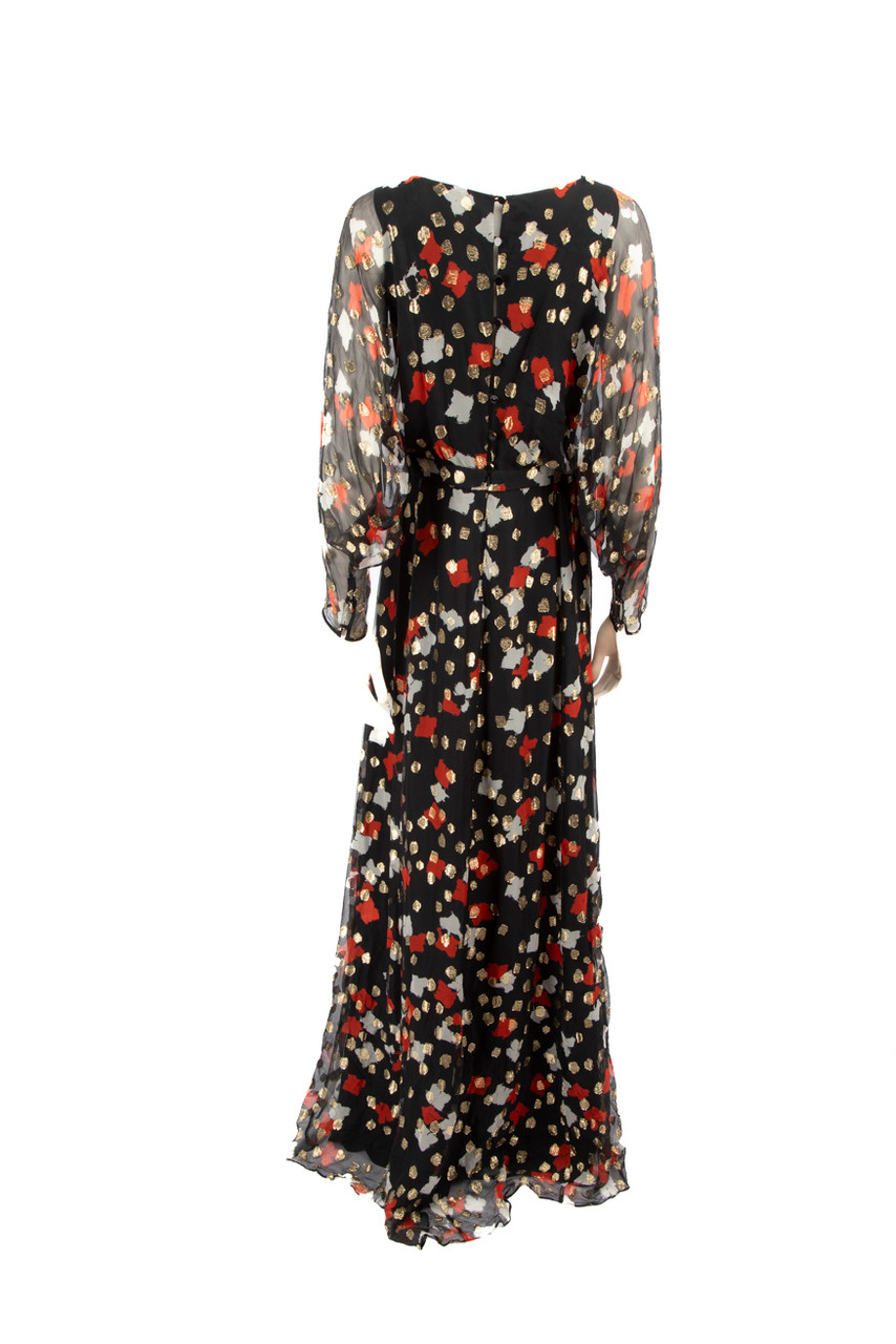 Max Mara Abstract Pattern Silk Maxi Dress