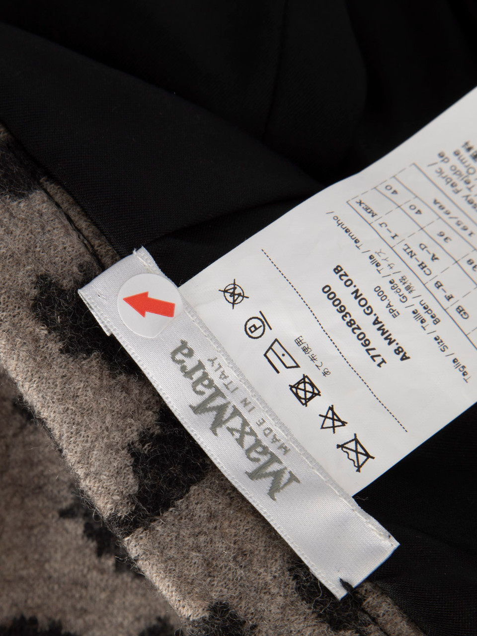 Max Mara Grey Leopard Pattern Midi Skirt