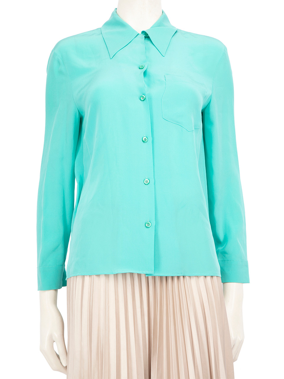 Prada Blue Silk Long Sleeve Shirt