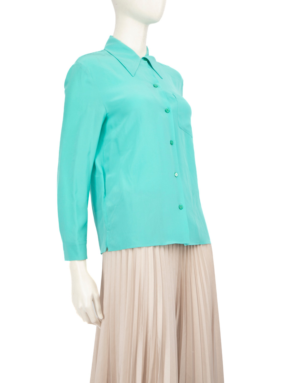 Prada Blue Silk Long Sleeve Shirt