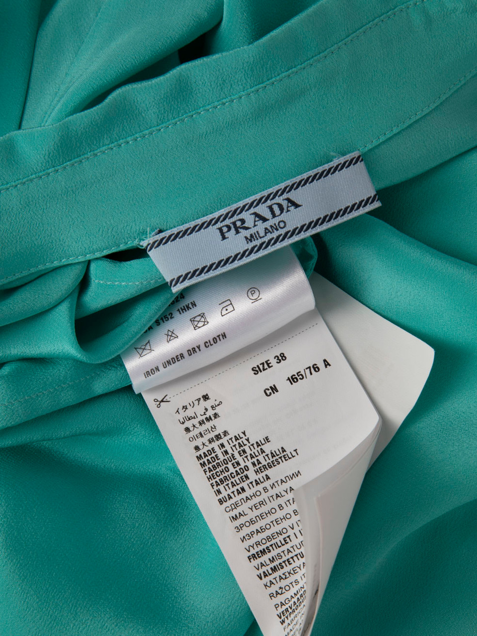 Prada Blue Silk Long Sleeve Shirt