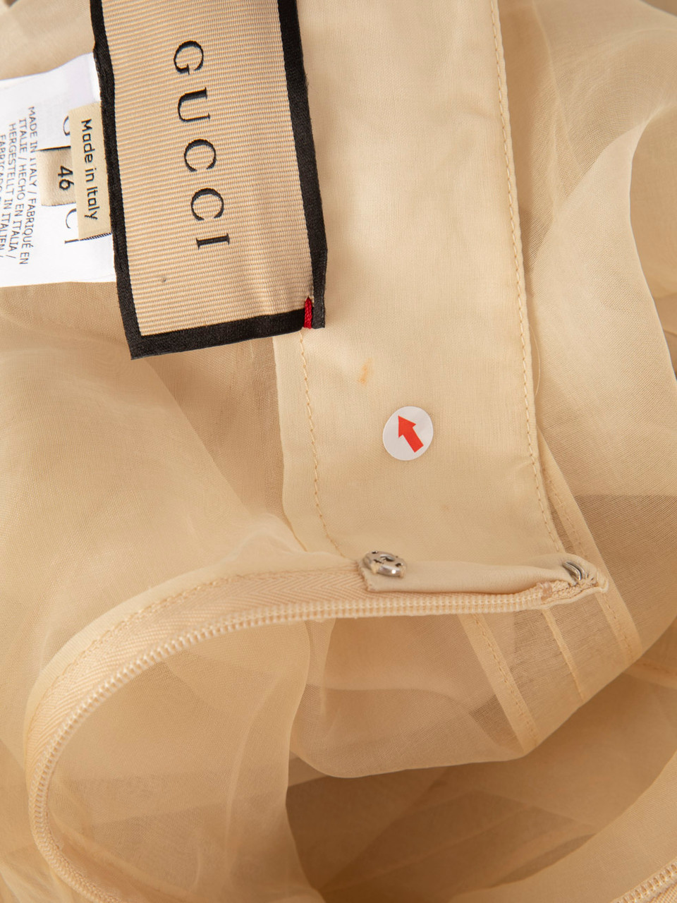 Gucci Beige Silk Midi See Through Skirt