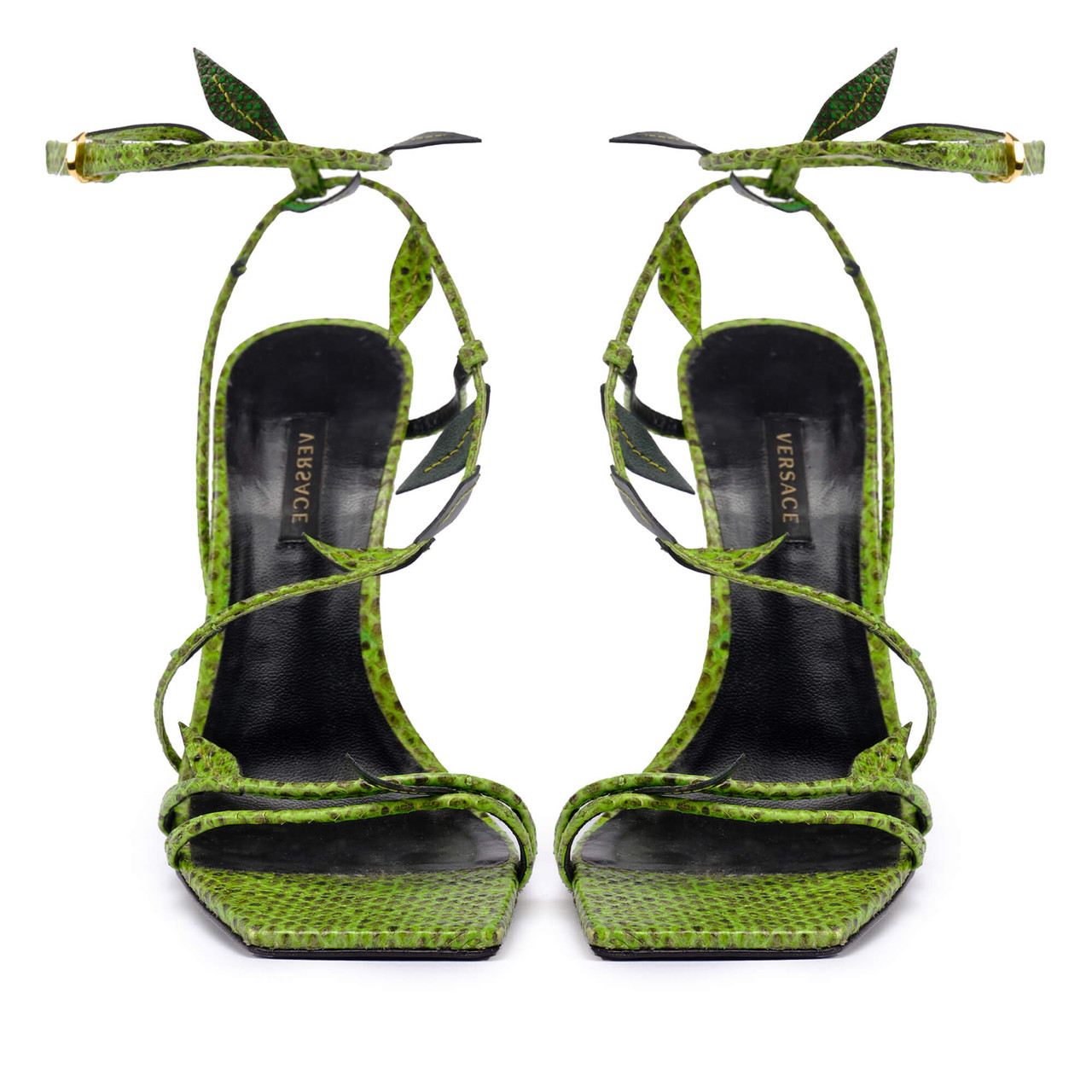 Women Versace Antheia Leaf Sandals -  Green Size 39 US 8