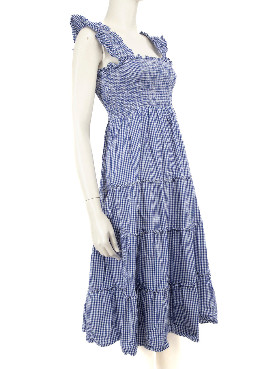 Hill House Blue Gingham Pattern Midi Dress