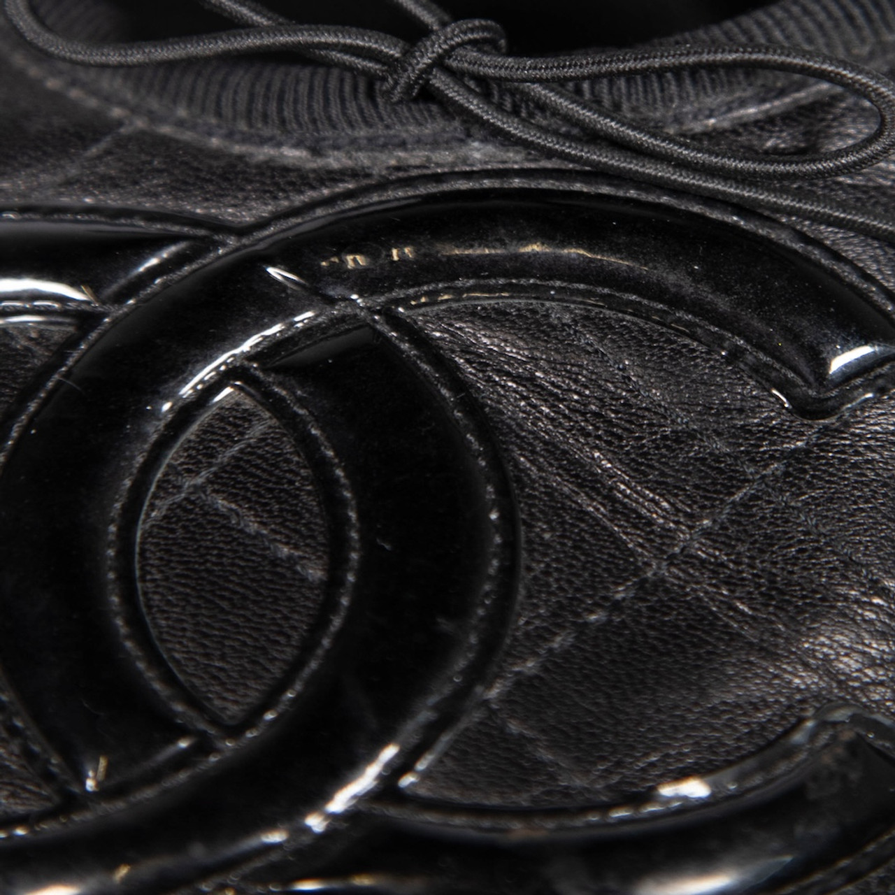 Chanel Black Leather Ballet CC Flats