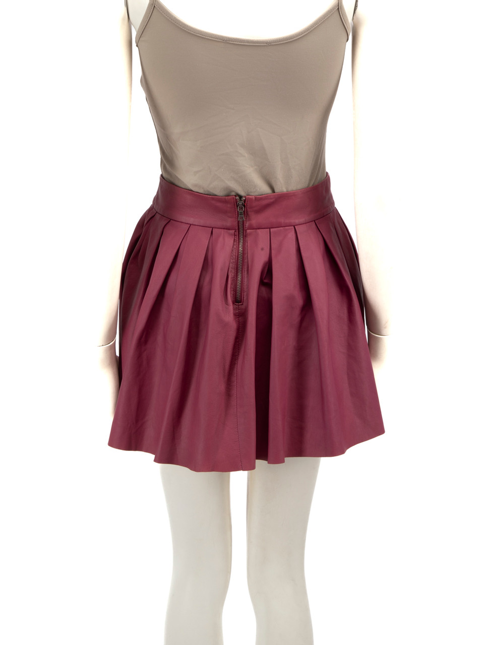 Alice + Olivia Purple Leather Pleated Mini Skirt