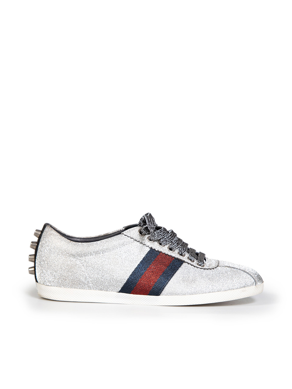 Gucci Silver Ace Glitter Web Sneakers