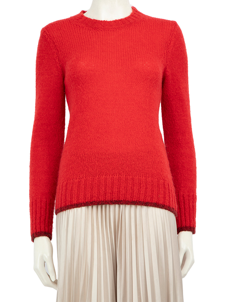 Maje Red Wool Long Sleeve Knit Jumper